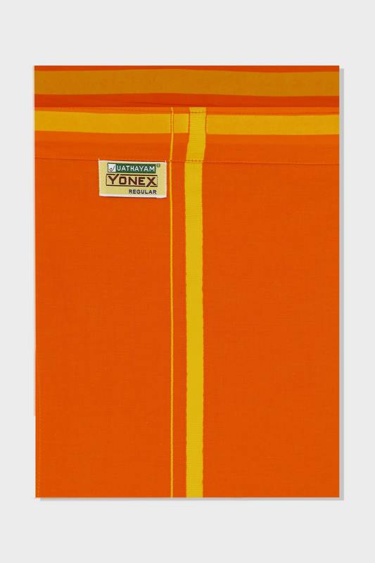 Anchor - Adjustable Orange Pocket Dhoti With Assorted Border Colors For Men | Uathayam