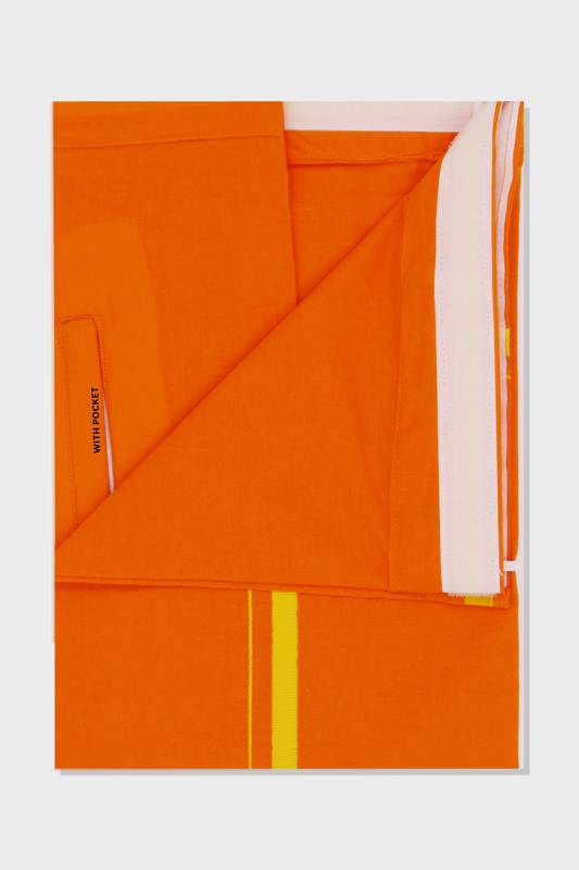 Anchor - Adjustable Orange Pocket Dhoti With Assorted Border Colors For Men | Uathayam