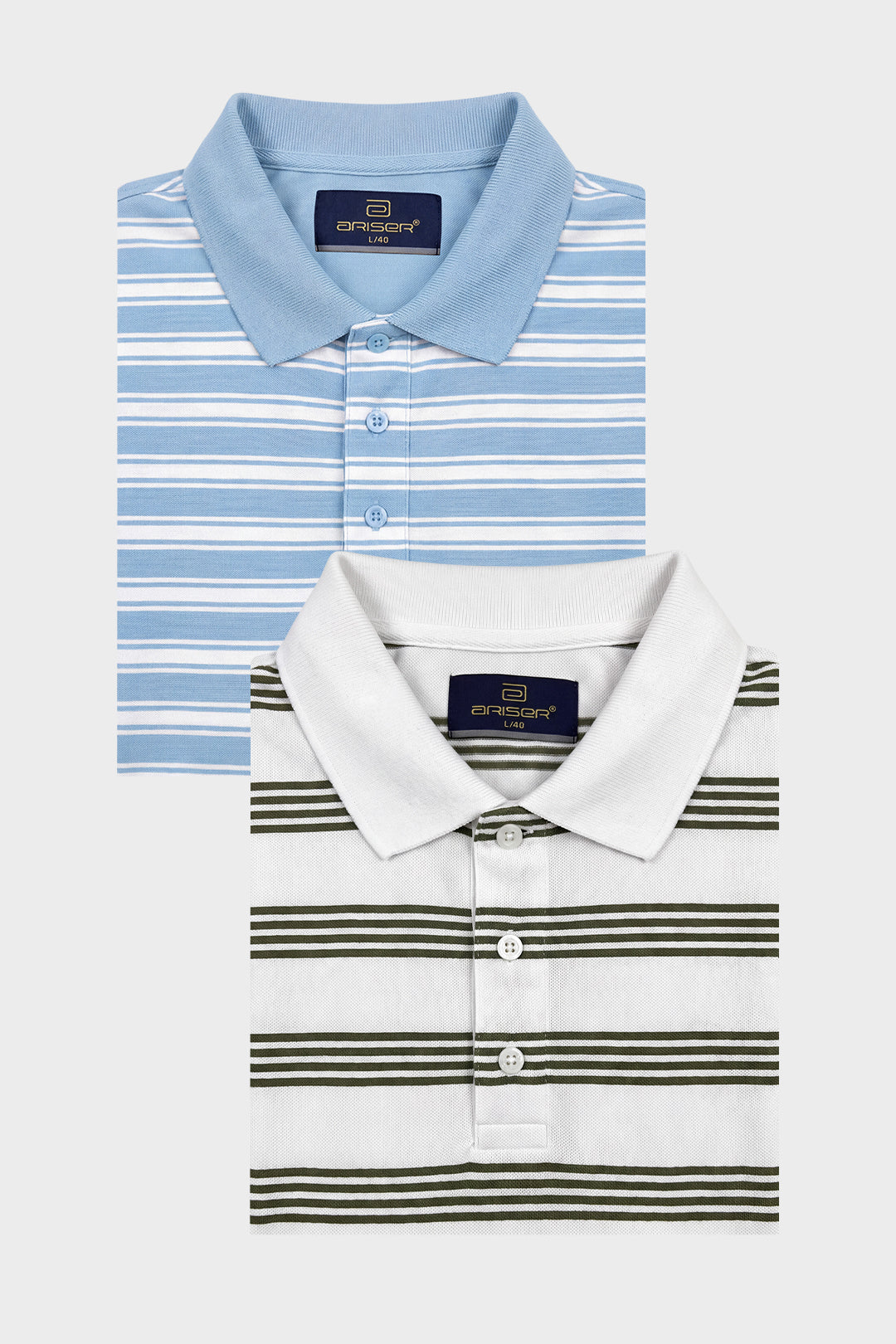 French Polo T-Shirt for Men Pack of 2 - Sky Blue & Dark Gray | Ariser