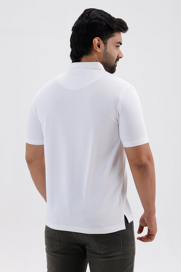 Stylish White Cripe Polo Men's T-Shirt