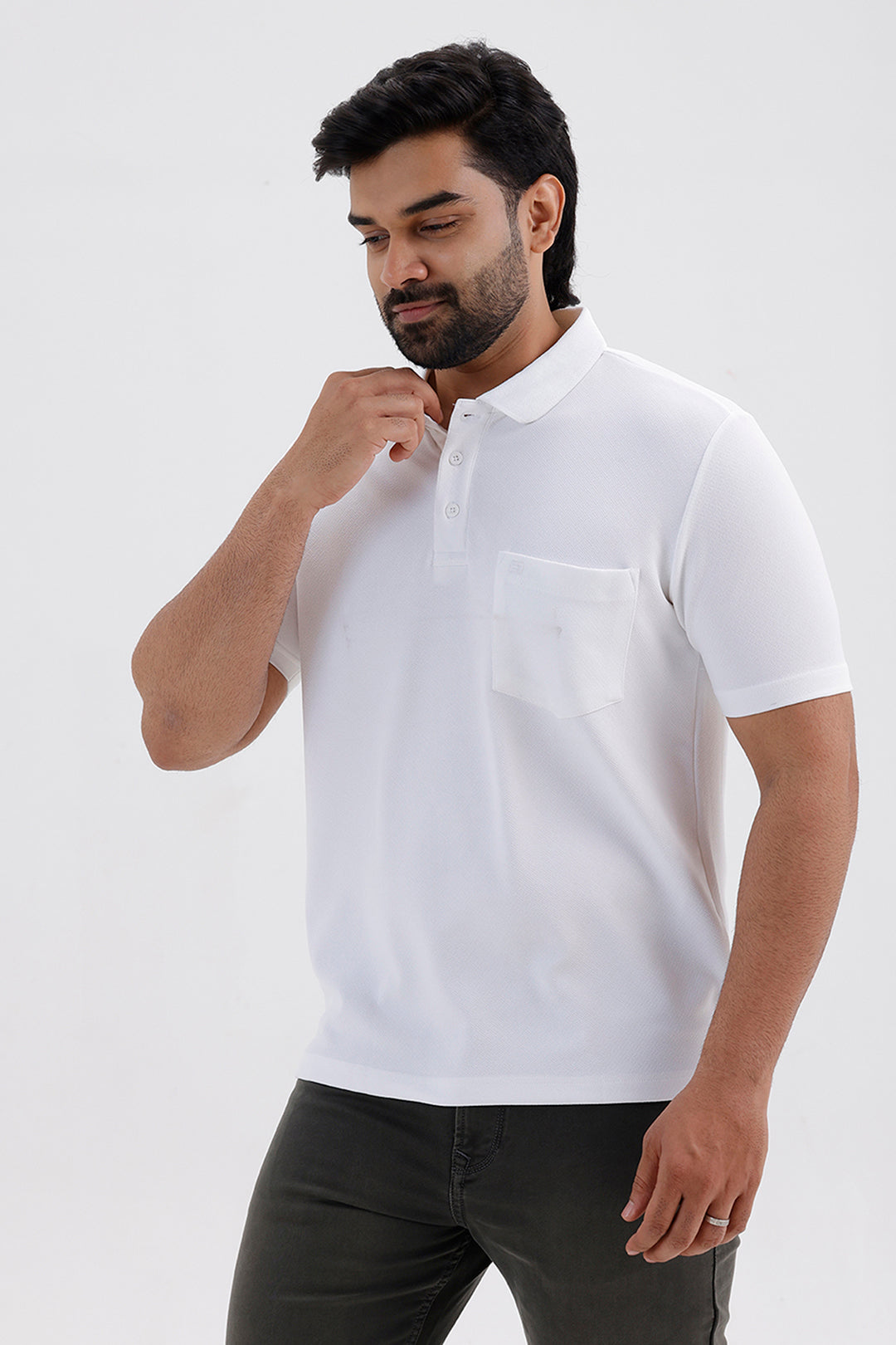White Cripe Polo T-Shirt for Men by Ariser