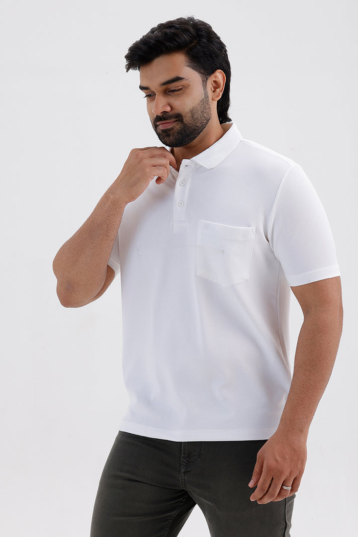 White Cripe Polo T-Shirt for Men by Ariser