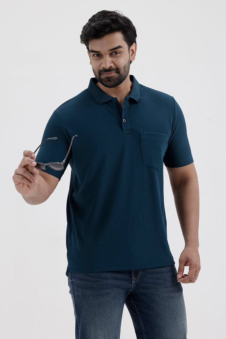 Stylish Dark Steel Blue Cripe Polo Men's T-Shirt