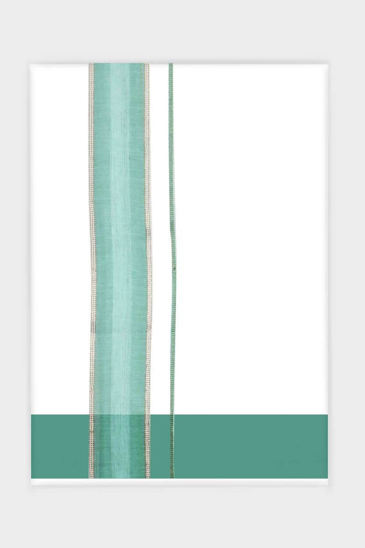 Dynamic Crystal - Seafoam Green Smooth Cotton Double Dhoti With Fancy Borders | Uathayam