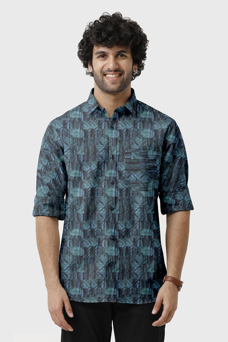 ARISER Miami Satin Printed Full Sleeve Smart Fit Formal Shirt for Men - 15658