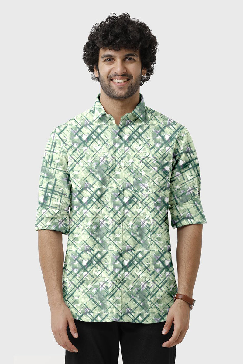 Miami - Green Printed Casual Shirts for Men | Ariser