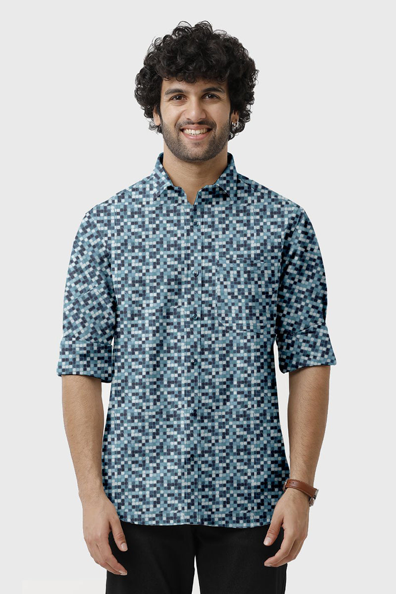 ARISER Miami Satin Printed Full Sleeve Smart Fit Formal Shirt for Men - 15685