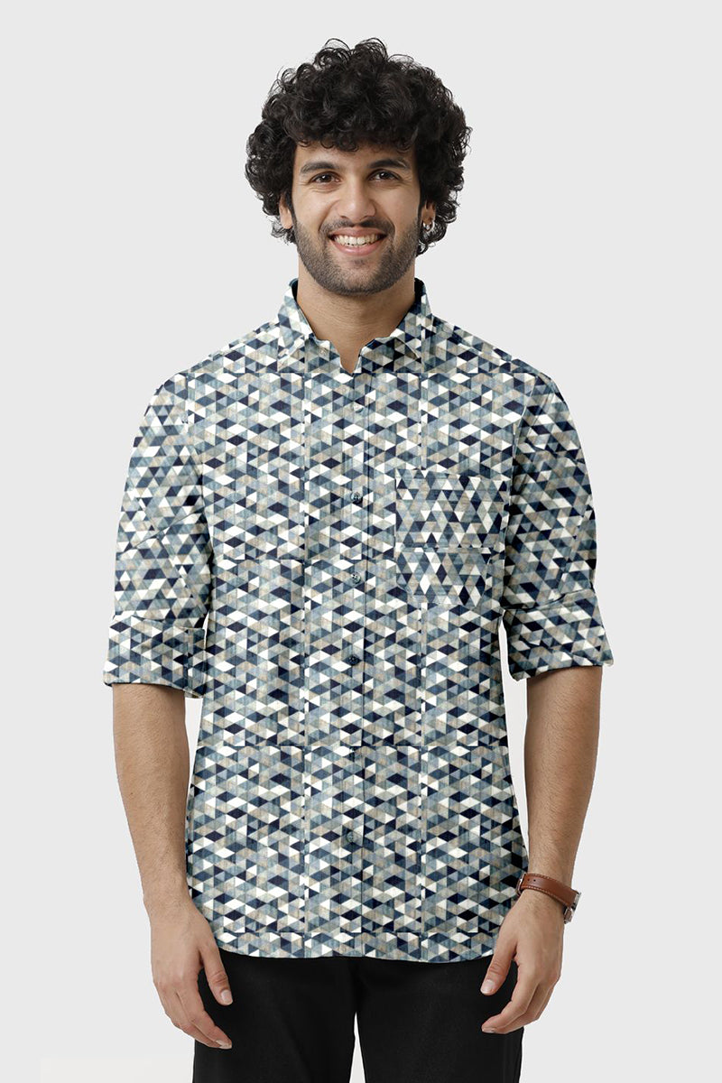 ARISER Miami Satin Printed Full Sleeve Smart Fit Formal Shirt for Men - 15693