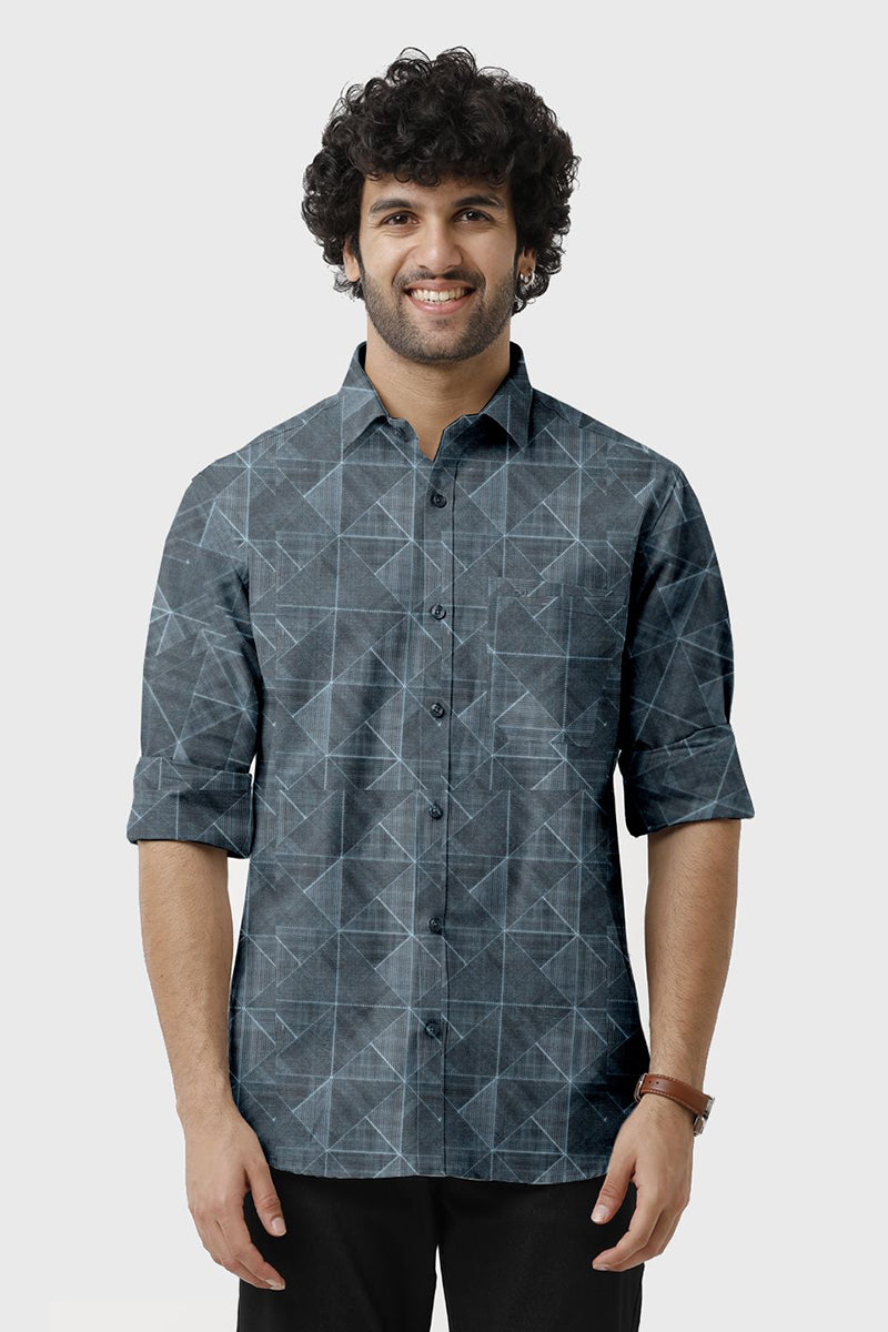 Miami - Blue Printed Casual Shirts for Men | Ariser