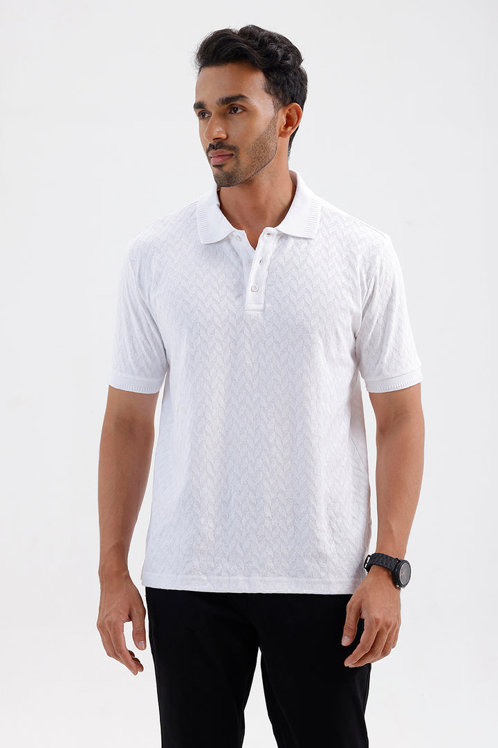 Men's Pure White Fashion Polo T-Shirt