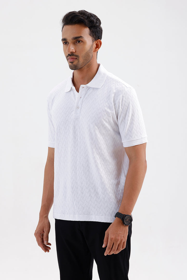 Stylish Pure White Fashion Polo Men's T-Shirt