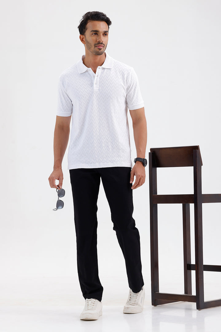 Premium Pure White Polo Neck T-Shirt for Men