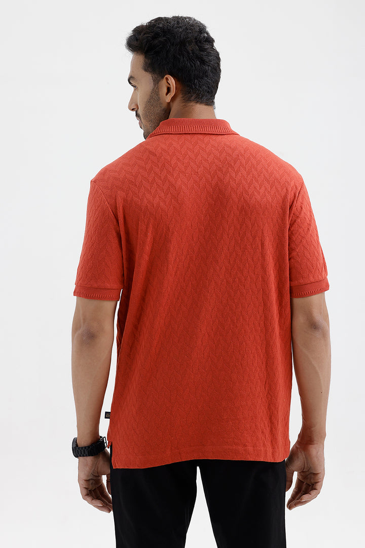 Stylish Terra Red Fashion Polo Men's T-Shirt