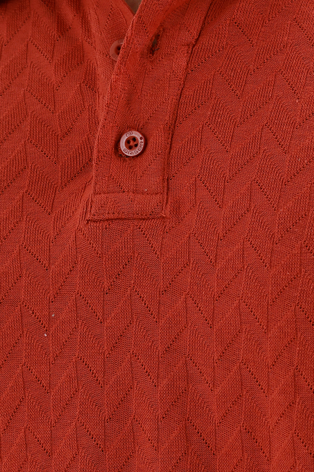 Front View of Men's Terra Red Polo 