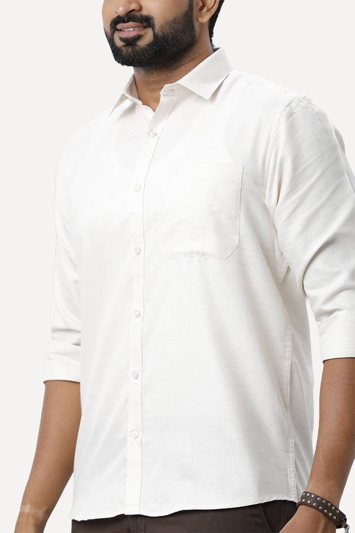 ARISER Armani Light Beige Color Cotton Full Sleeve Solid Slim Fit Formal Shirt for Men - 90955