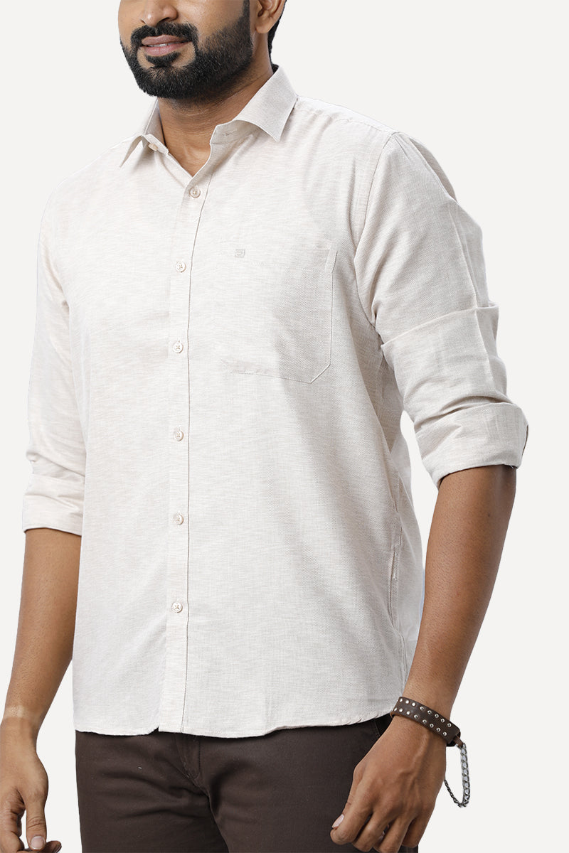 ARISER Armani Desert Tan Color Cotton Full Sleeve Solid Slim Fit Formal Shirt for Men - 90958
