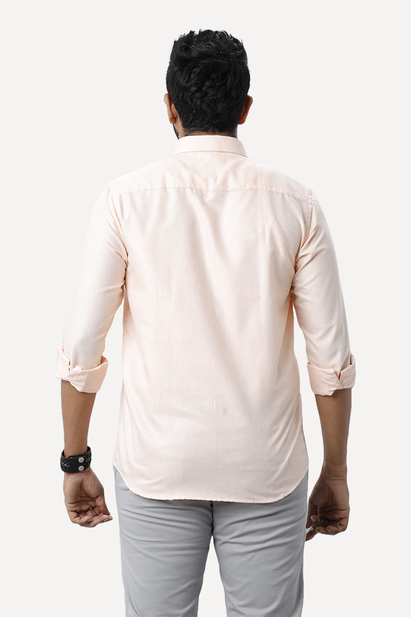 ARISER Armani Pearl Peach Color Cotton Full Sleeve Solid Slim Fit Formal Shirt for Men -90956