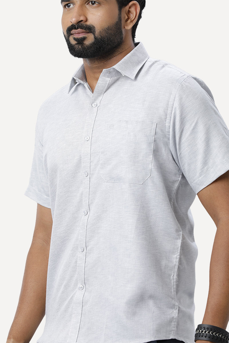 ARISER Armani Grey Color Cotton Half Sleeve Solid Slim Fit Formal Shirt for Men - 90957