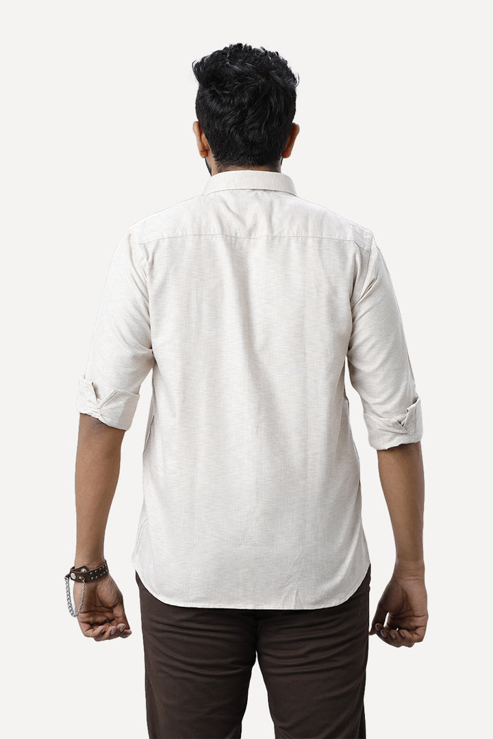 ARISER Armani Desert Tan Color Cotton Full Sleeve Solid Slim Fit Formal Shirt for Men - 90958