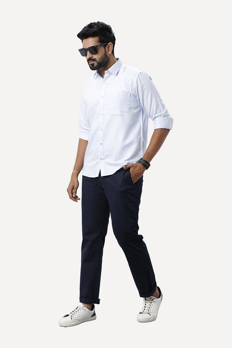 ARISER Armani Light Blue Color Cotton Full Sleeve Solid Slim Fit Formal Shirt for Men - 90951
