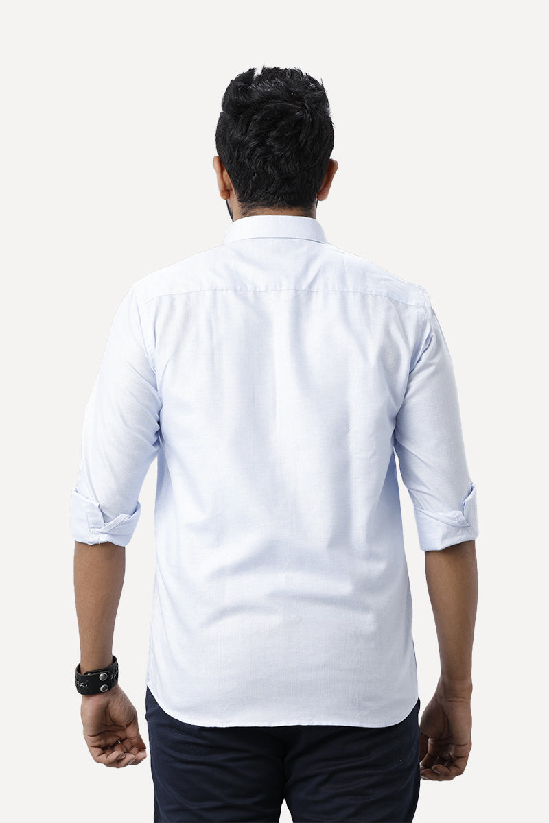 ARISER Armani Light Blue Color Cotton Full Sleeve Solid Slim Fit Formal Shirt for Men - 90951