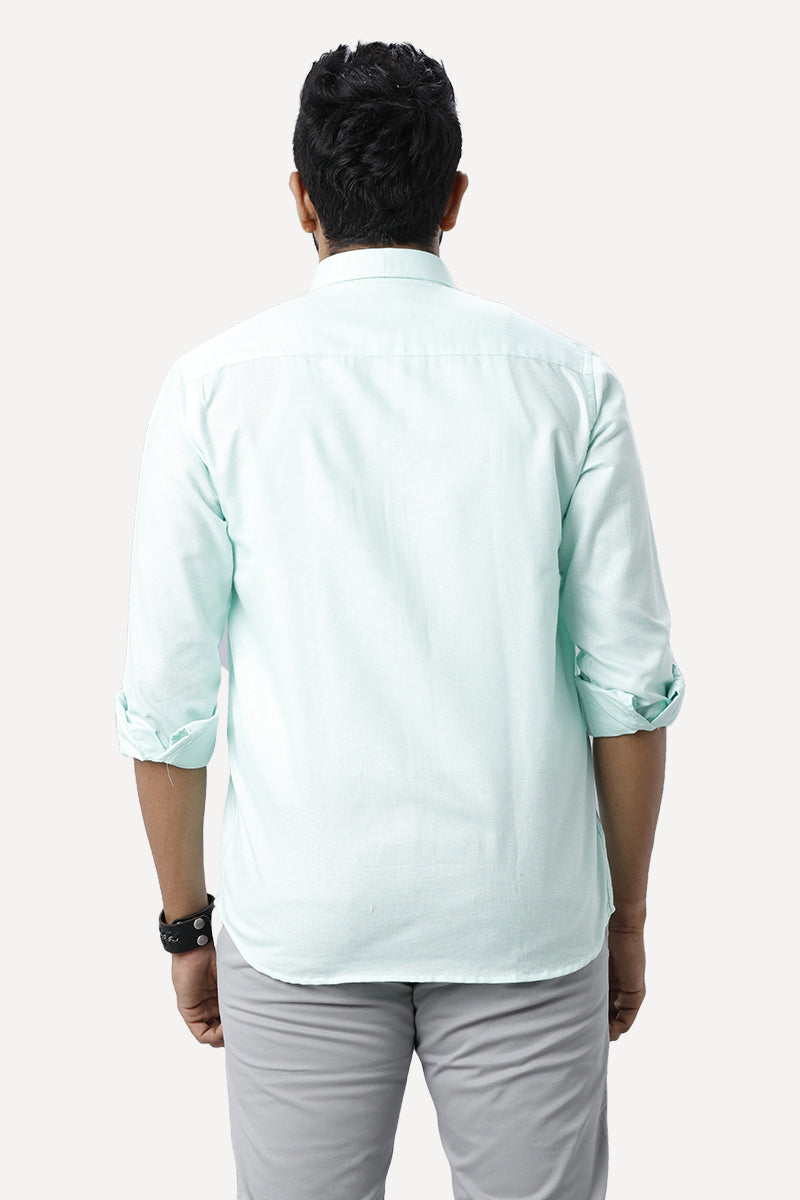 ARISER Armani Light Green Color Cotton Full Sleeve Solid Slim Fit Formal Shirt for Men - 90954