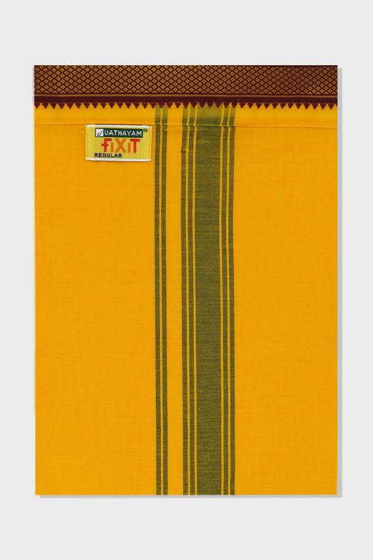 Gokul - Fixit Adjustable Mango Pocket Pet Dhoti With Assorted Border Colors For Men | Uathayam