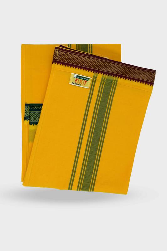 Gokul - Fixit Adjustable Mango Pocket Pet Dhoti With Assorted Border Colors For Men | Uathayam