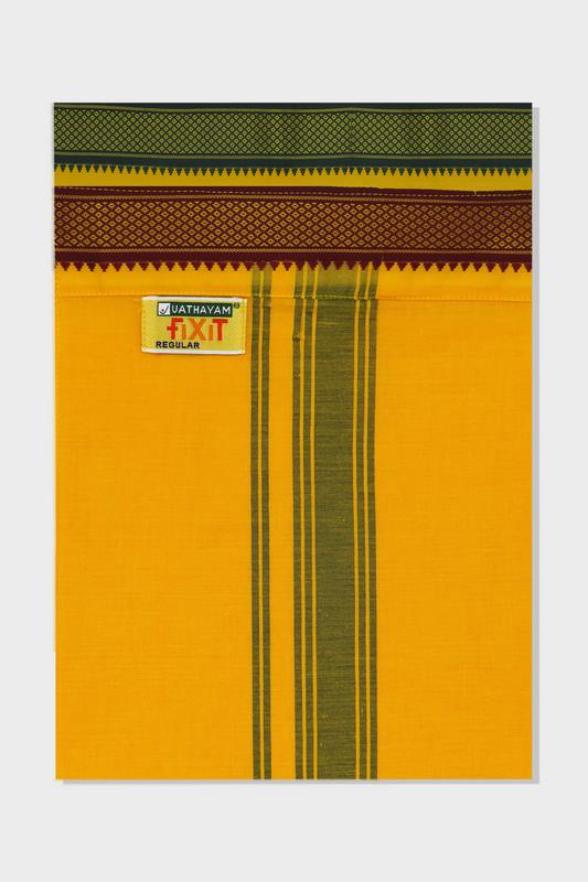 Gokul - Fixit Adjustable Mango Pocket Pet Dhoti With Assorted Border Colors For Men | Uathayam