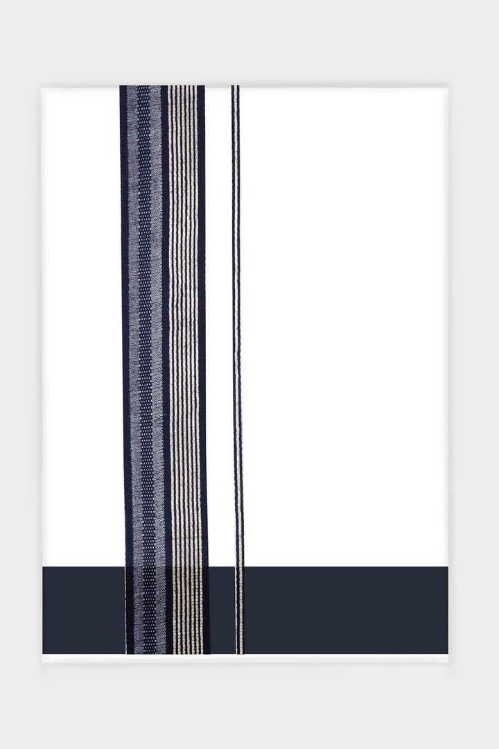 Classic Imran - Dark Navy Smooth Cotton Double Layered Dhoti With Fancy Borders | Uathayam