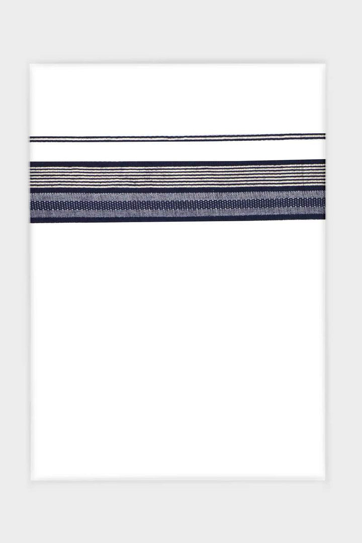Classic Imran - Dark Navy Smooth Cotton Double Layered Dhoti With Fancy Borders | Uathayam