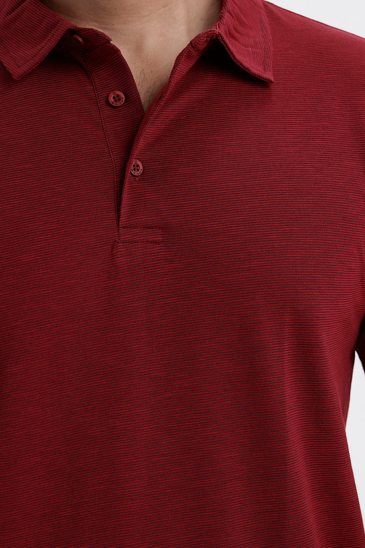 Men's Deep Red Cotton Polo T-Shirt