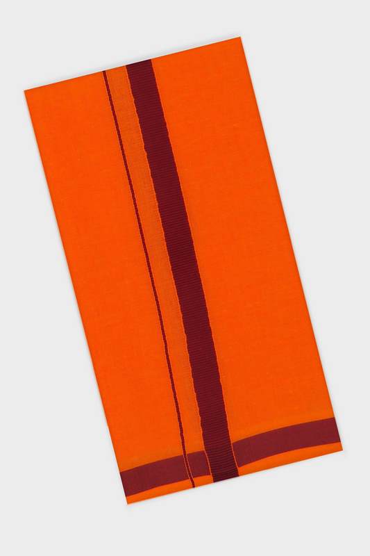 Sastha Kavi Towel BB - Orange Devotional Towels For Men | Uathayam