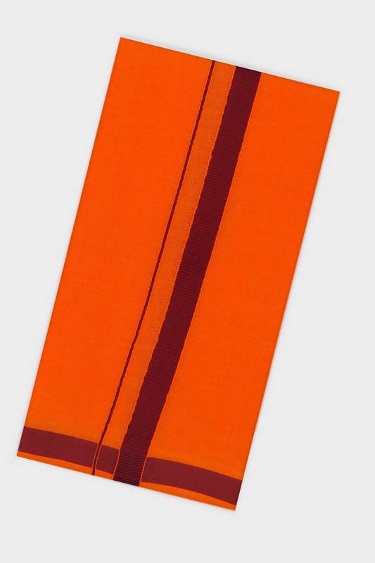 Sastha Kavi Towel BB - Orange Devotional Towels For Men | Uathayam