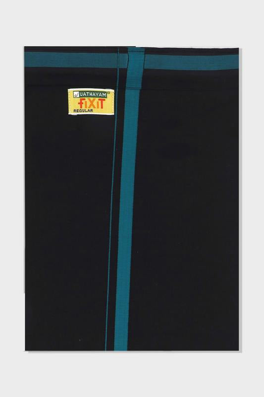 Anchor - Adjustable Black Pocket Dhoti With Assorted Border Colors For Men | Uathayam