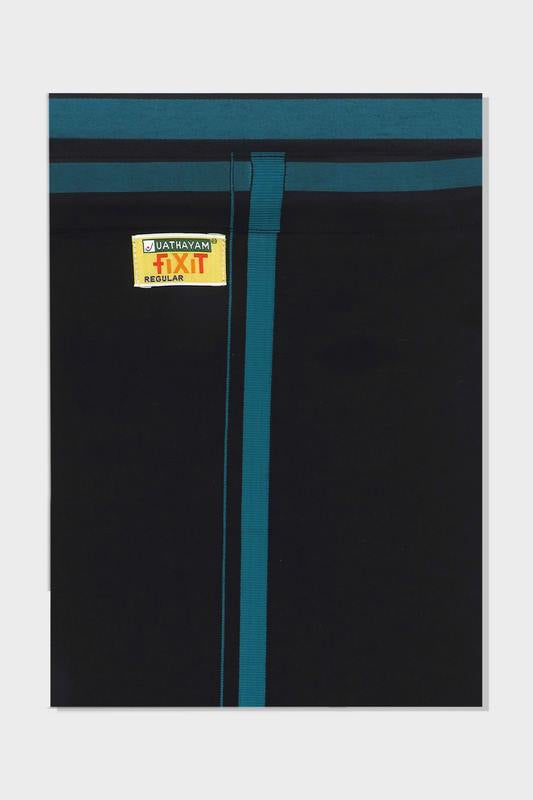 Anchor - Adjustable Black Pocket Dhoti With Assorted Border Colors For Men | Uathayam