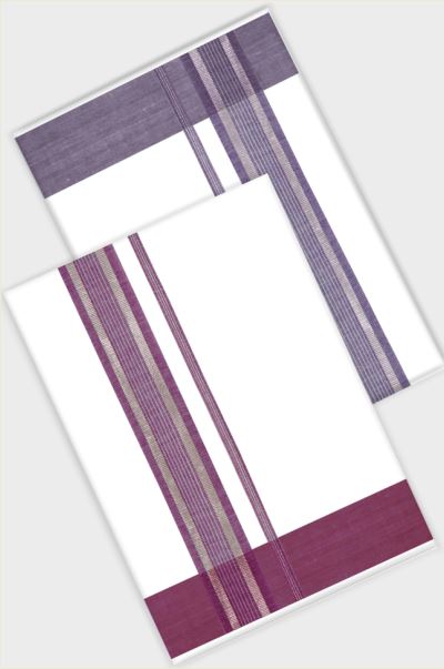 Dazzling Yadav Combo - Light Violet And Dark Maroon Double Dhoti | Uathayam