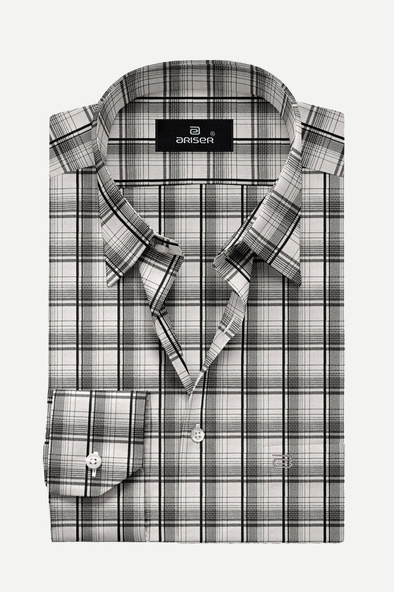 Vista - Black With Beige Checked Shirts For Mens | Ariser