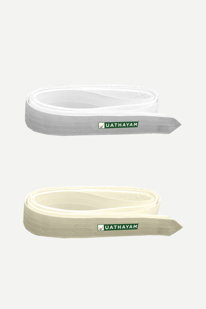 Dhoti Belt - Cream and White Pack of 2 Combo For Mens | Uathayam