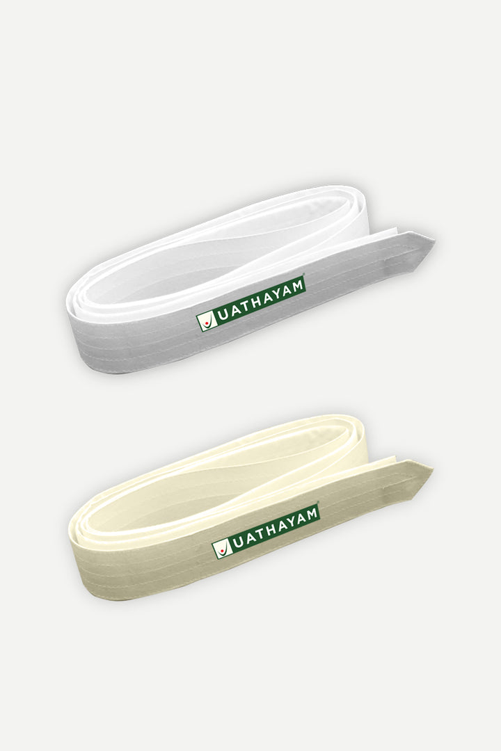 Dhoti Belt - Cream and White Pack of 2 Combo For Mens | Uathayam