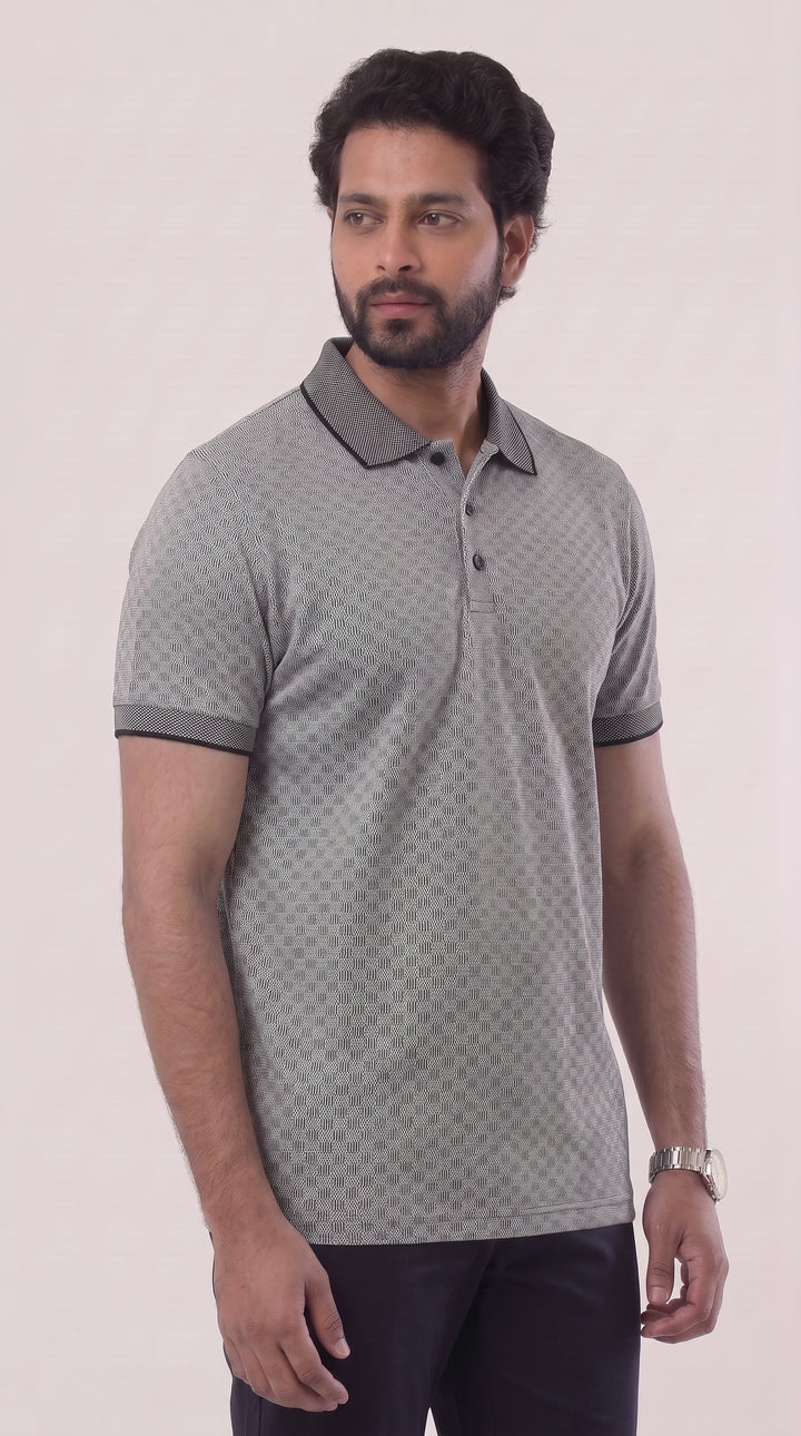 Black Micro Pattern T-Shirt for Men