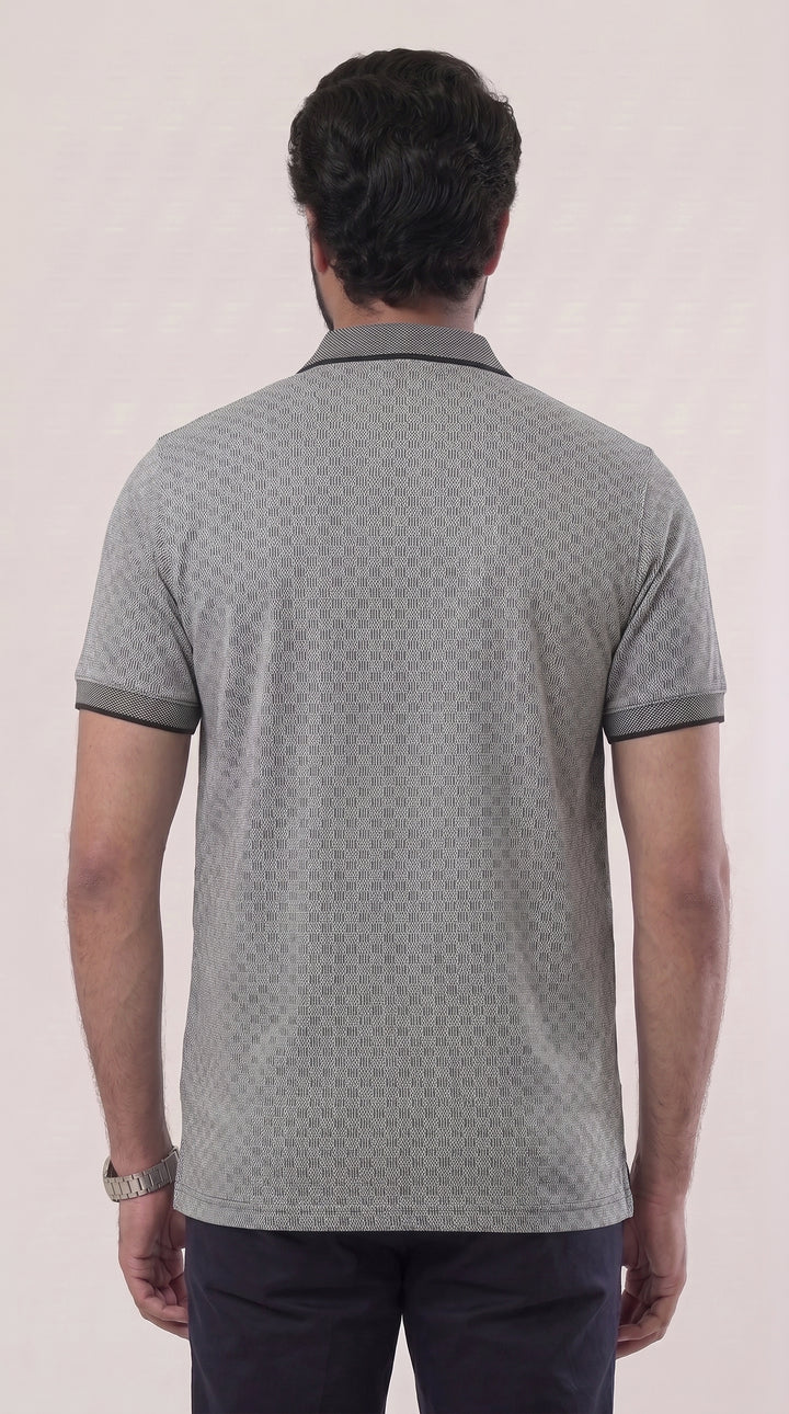 Casual Micro Pattern Polo T-Shirt for Men