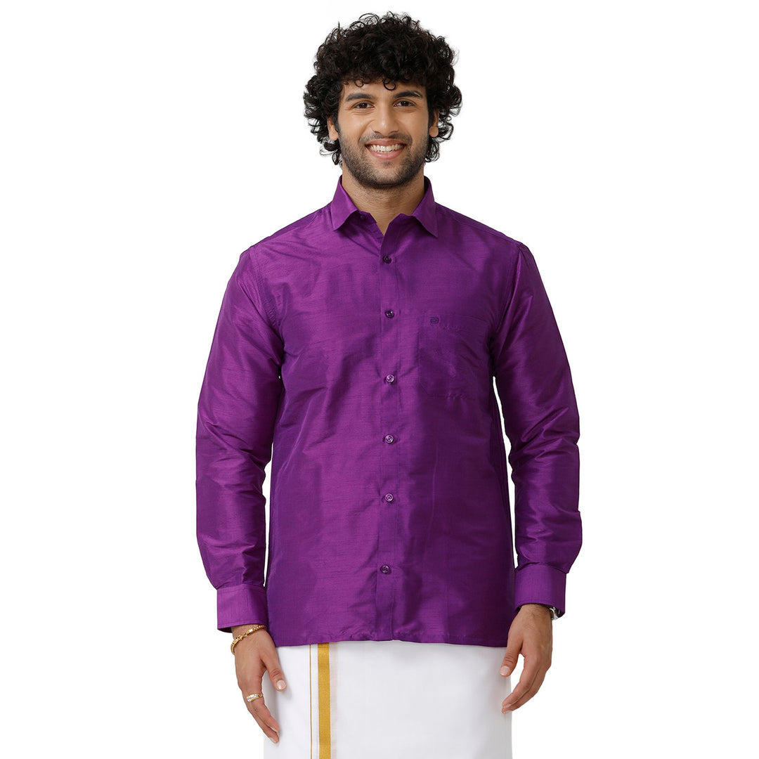 Uathayam Silk Link Slub Shirt For Men
