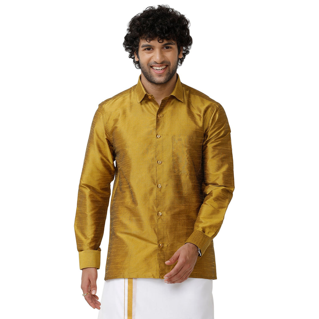 Uathayam Silk Link Slub Shirt For Men