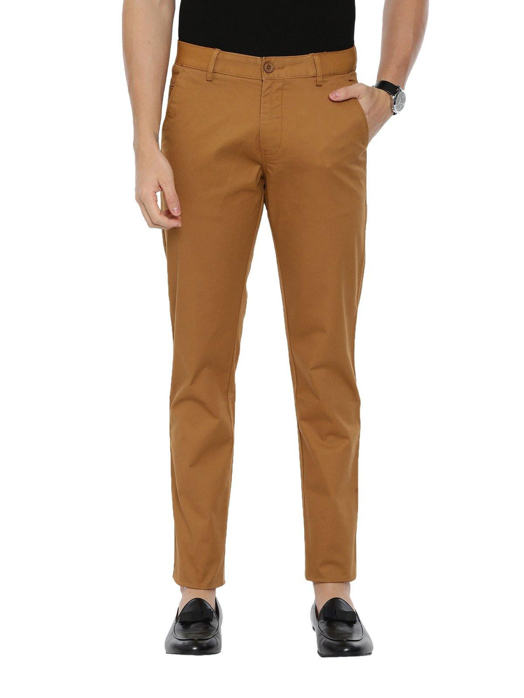 Brooklyn - Mustard Cotton Lycra Trousers TR19001 - Uathayam