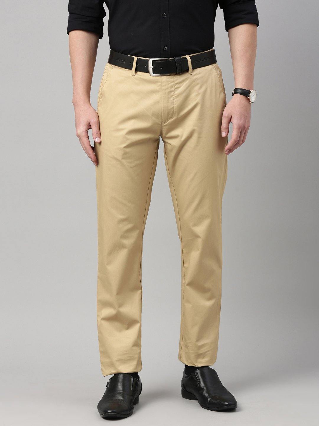 Light Khaki Stretchable Mens Cotton Trousers FF80005  Uathayam