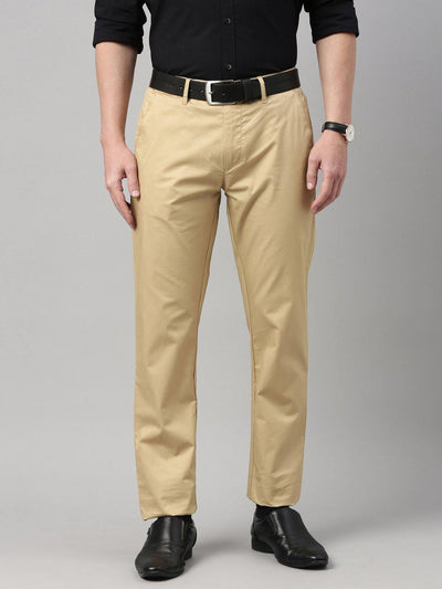 Light Khaki Stretchable Men's Cotton Trousers FF80005 - Uathayam