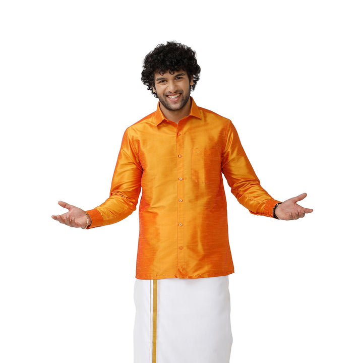 Uathayam Silk Link Slub Shirt For Men