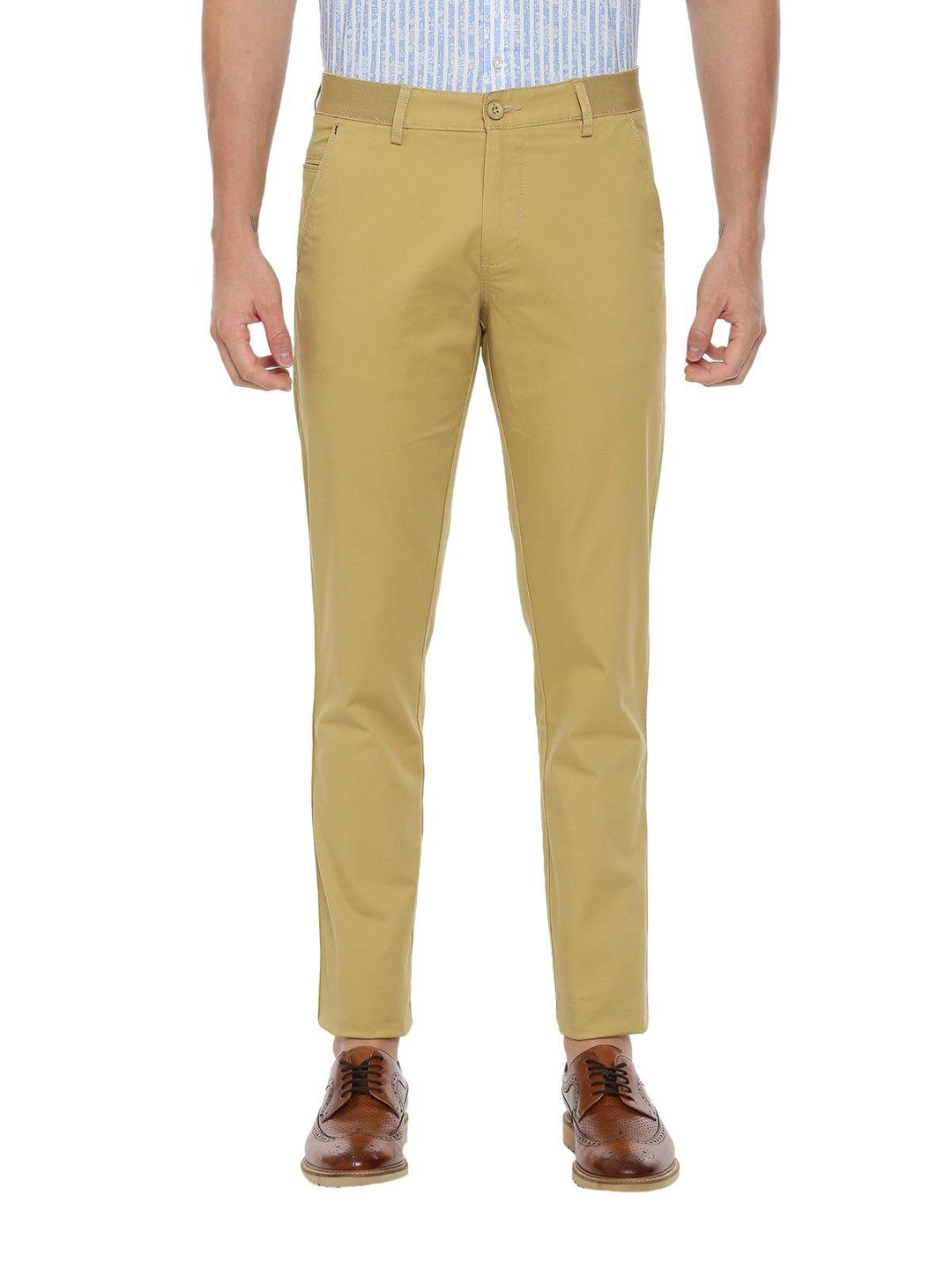 Brooklyn - Light Khaki Cotton Lycra Trousers TR19007 - Uathayam
