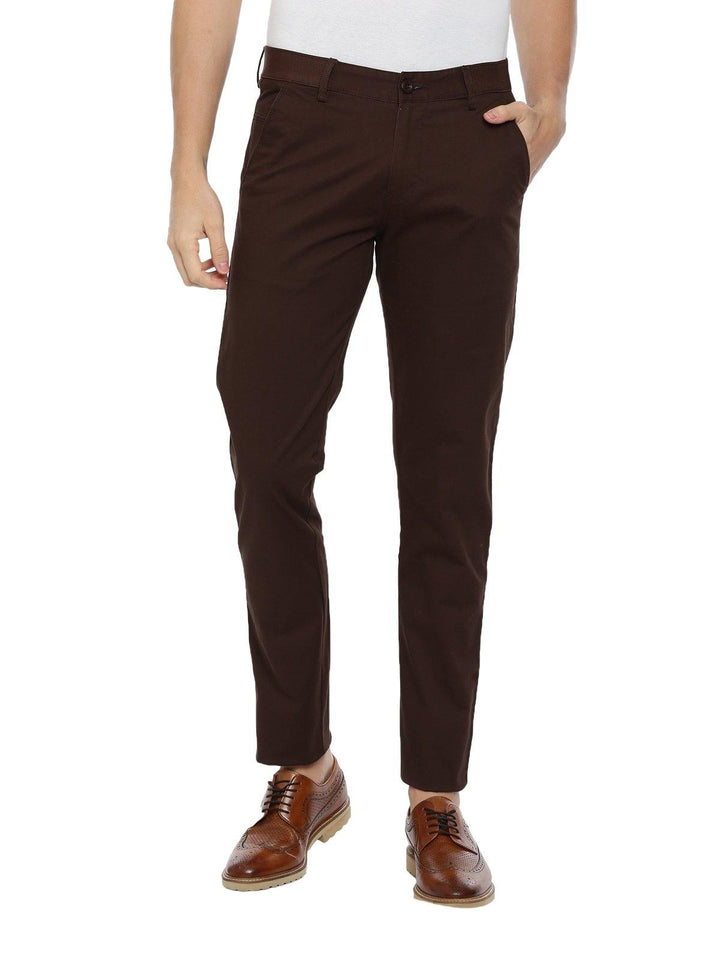Brooklyn - Coffee Brown Cotton Lycra Trousers TR19010 - Uathayam